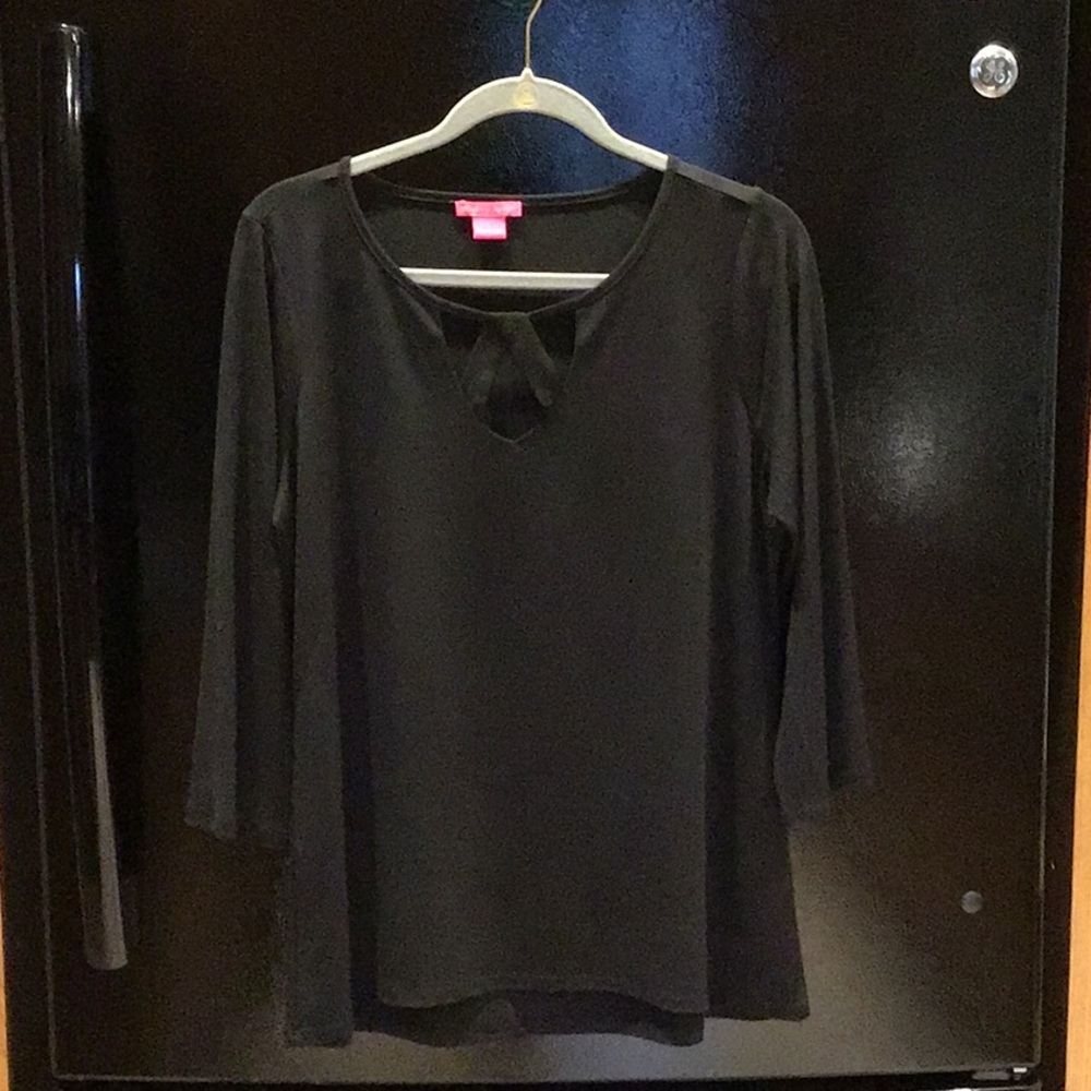 Black Blouse with Keyhole Detail by Sunny Leigh